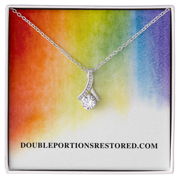 Alluring Beauty Silver Necklace with a Ranbow background Perfect Gift for a Mother, Gift for a Daughter, Gift for Mother in law, Gift for Friend, Gift for a Sister, Gift for First Lady, Gift for a Woman, Lady.